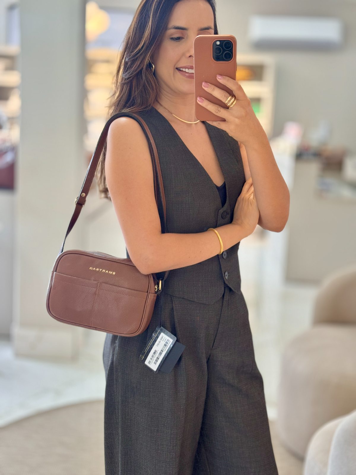 Bolsa Transversal Média Couro Smartbag