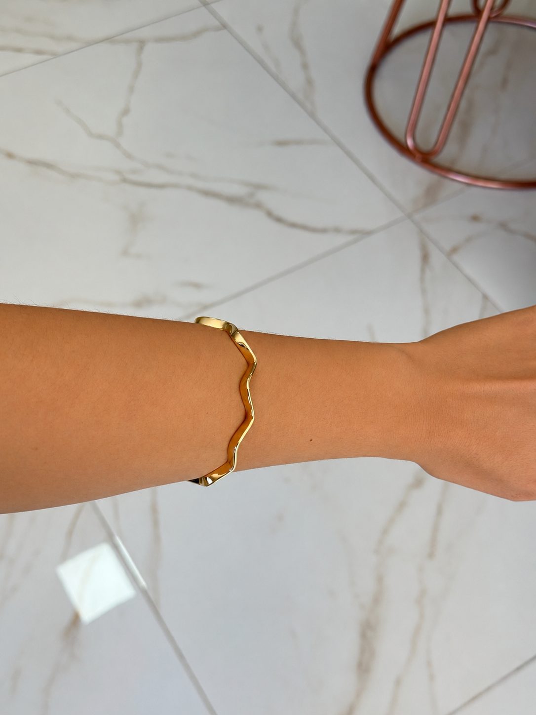 Bracelete Ondas Banhado a Ouro