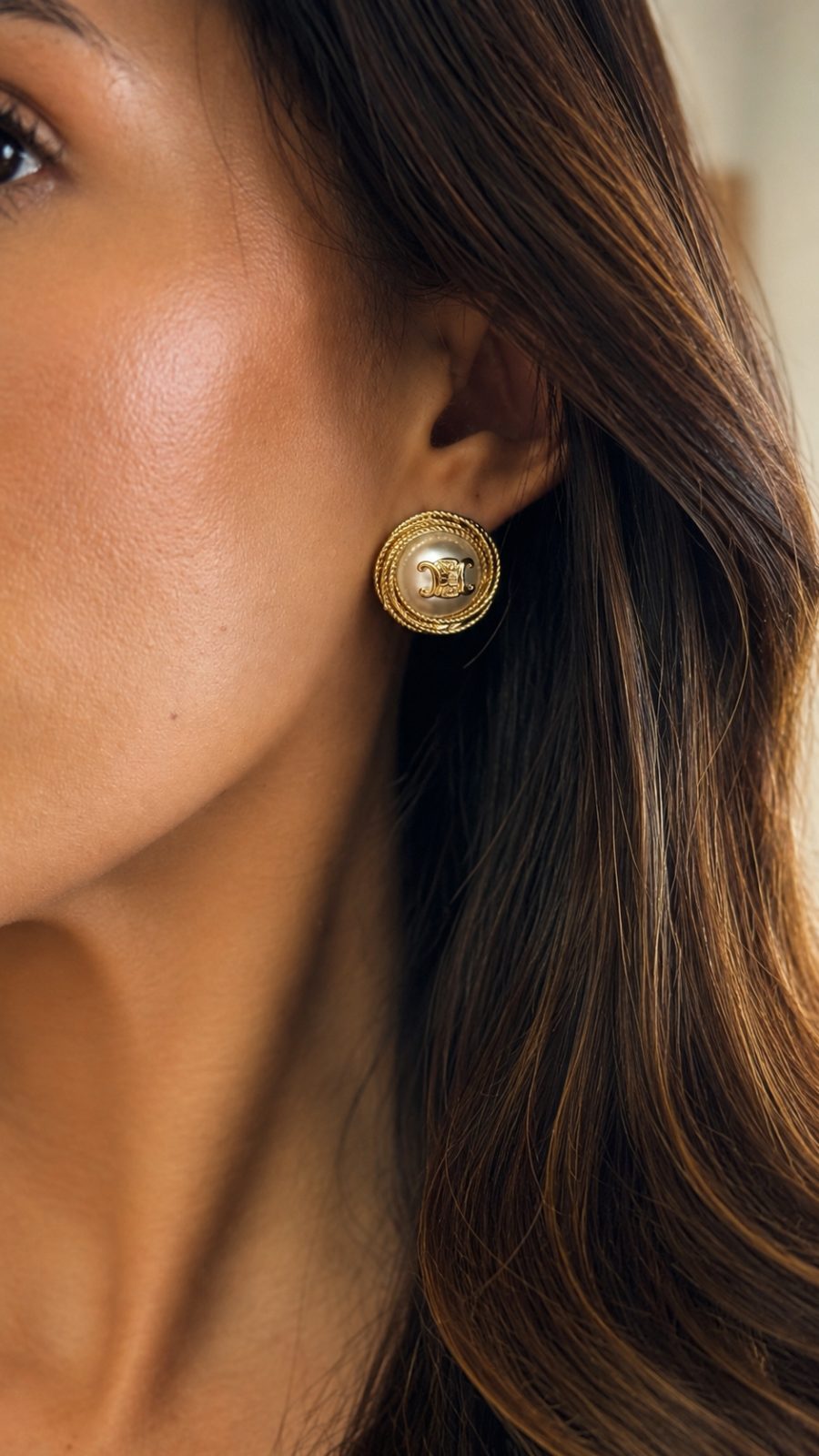 Brinco Oval Perolado – Inspiração Celine