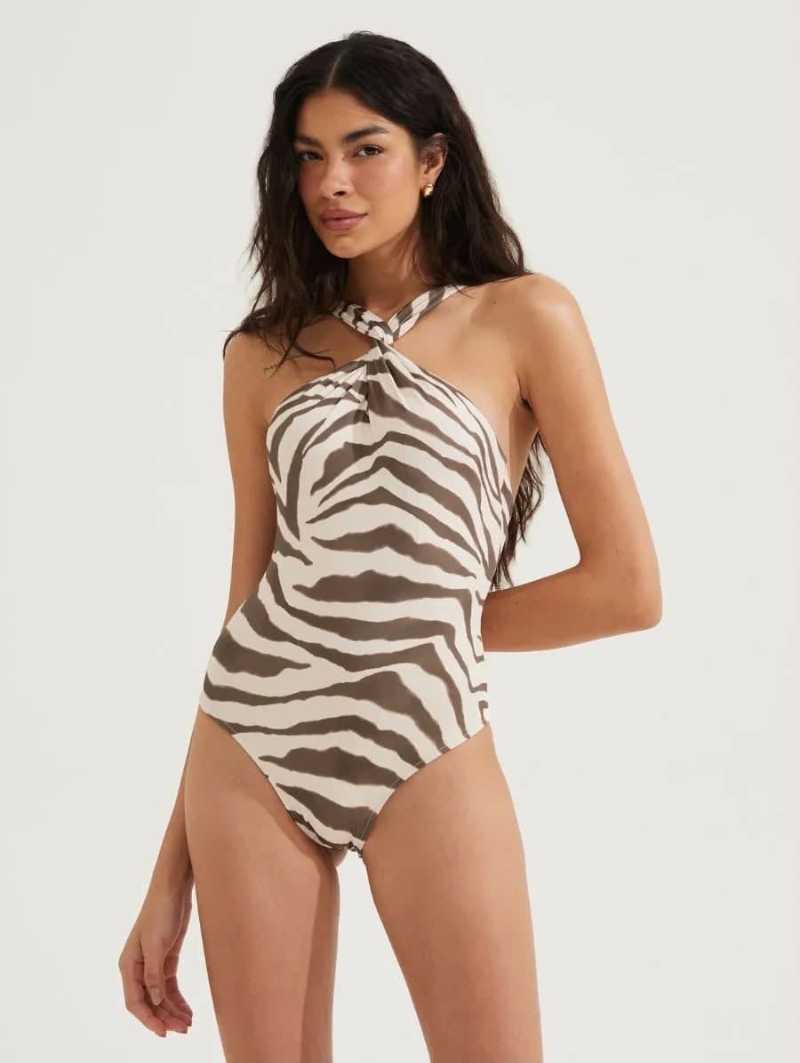 Maiô Torcido Frente ÚNica Estampa Zebra Estampa Zebra Beachwear