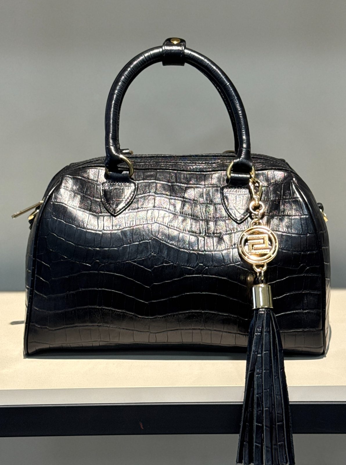 Bolsa Tote Couro Croco SMARTBAG PRETO