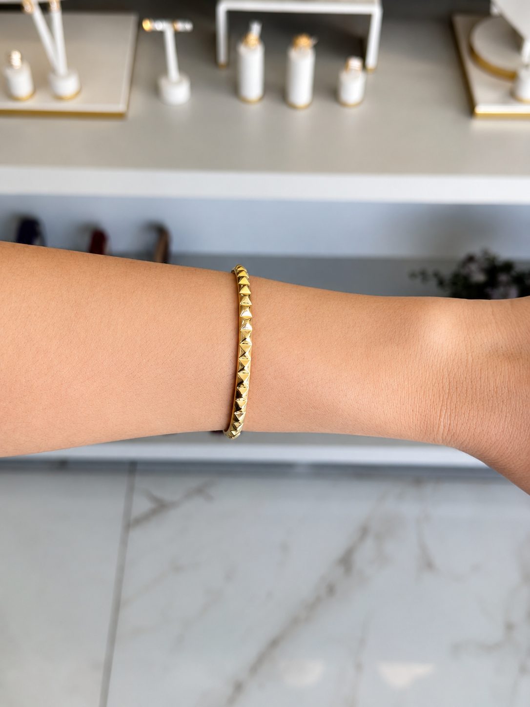 Bracelete Geométrico 3D Banhado a Ouro
