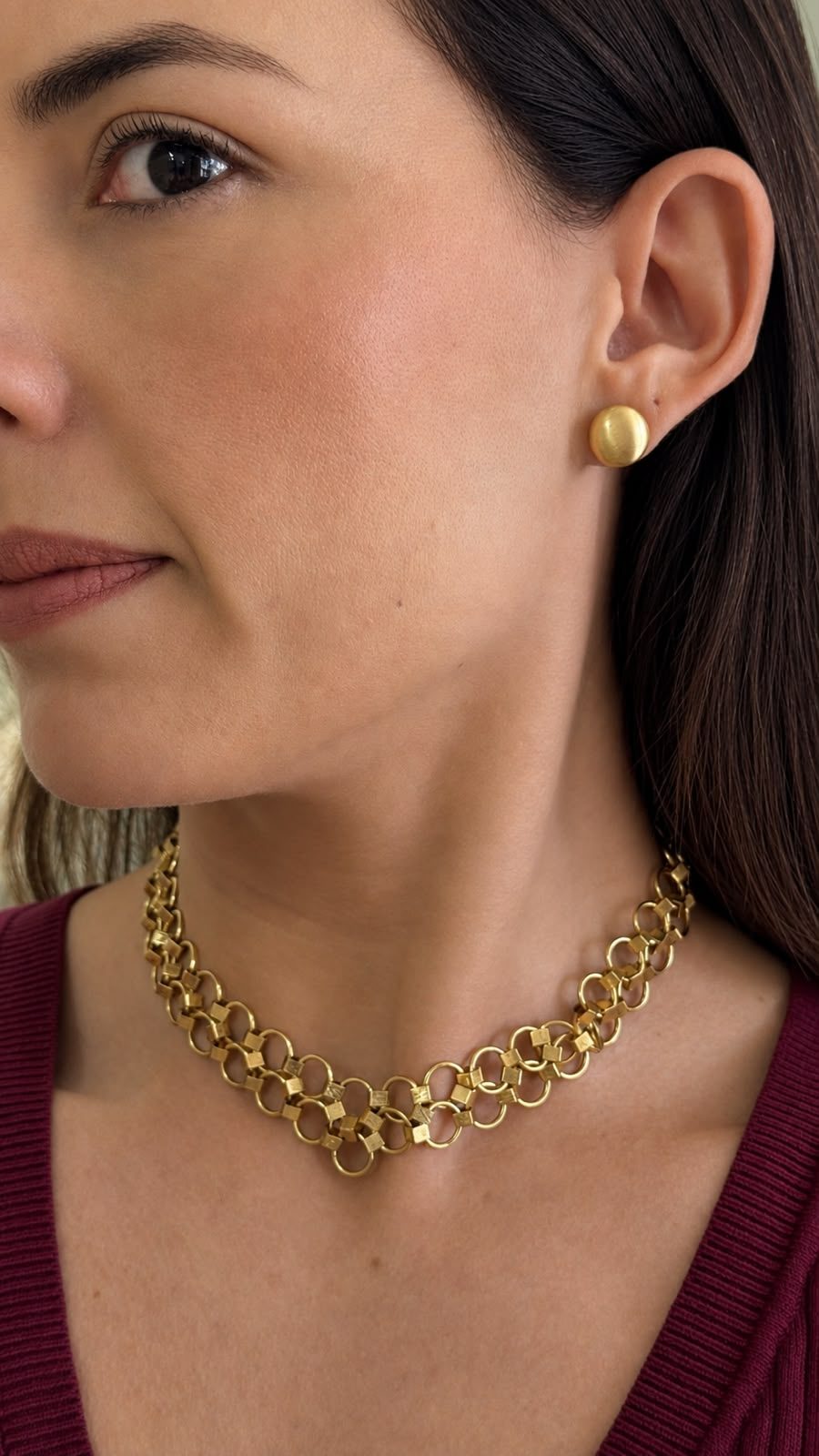 CONJUNTO ENTRELAÇADO FOSCO COM BRICO OVAL