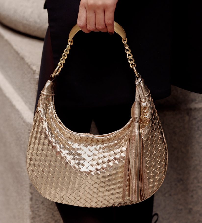 BOLSA SMARTBAG COURO TRESSE DOURADA