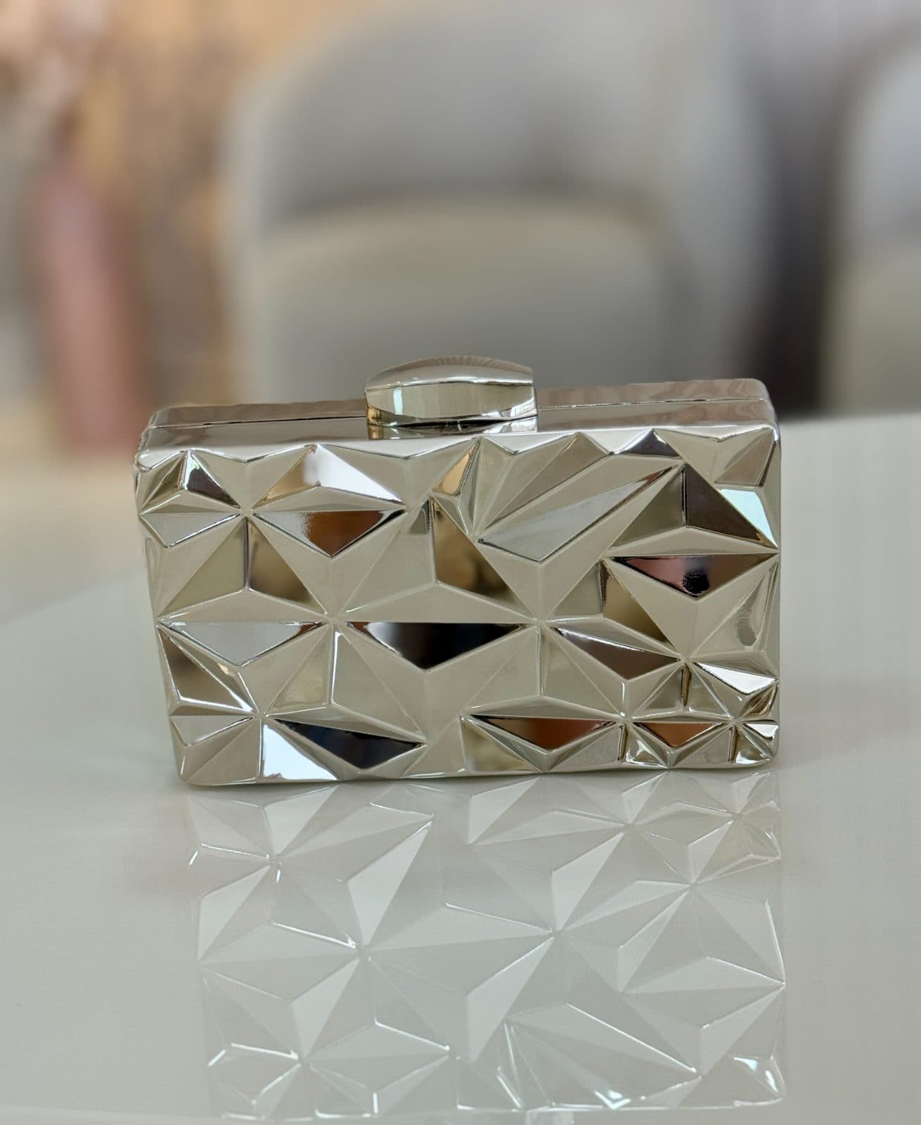 Bolsa Clutch Geométrica Prata